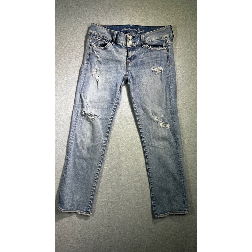 American Eagle Artist Distressed Light Wash Stretch Jeans Size 4 Regular